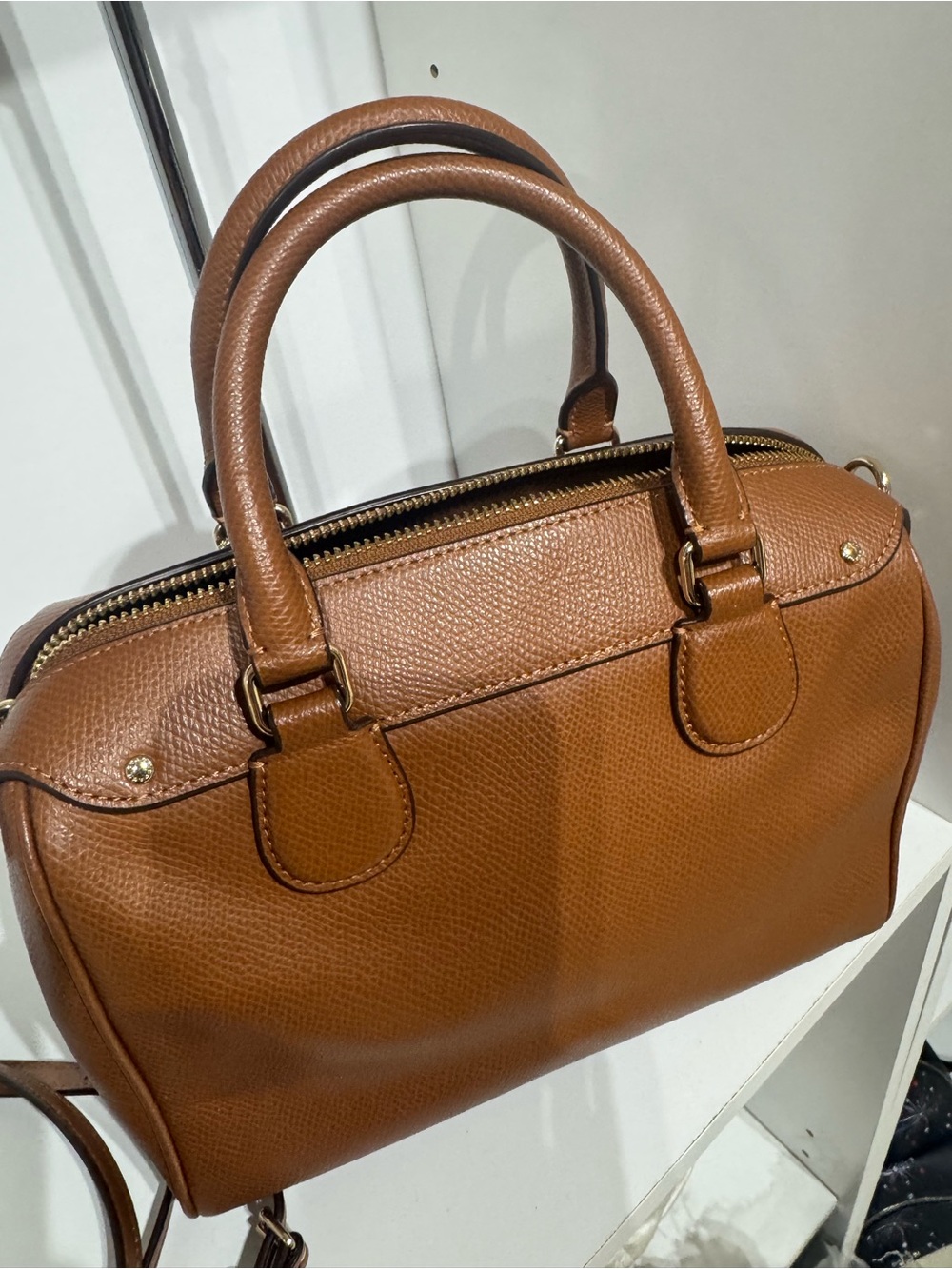 Coach Bennett Brown Pebbled Leather Top-Handle Satchel - Picture 3 of 4